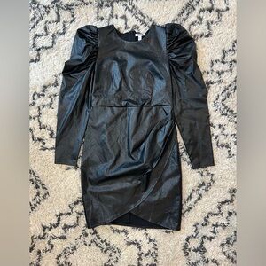Women’s Edition Express Black Faux Leather Puff Sleeve Mini Dress Size Small